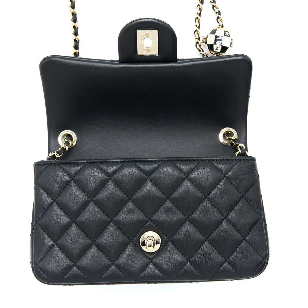 CHANEL 23C PEARL CRUSH MINI RECTANGULAR LAMBSKIN BLACK LGHW (MICROCHIP)