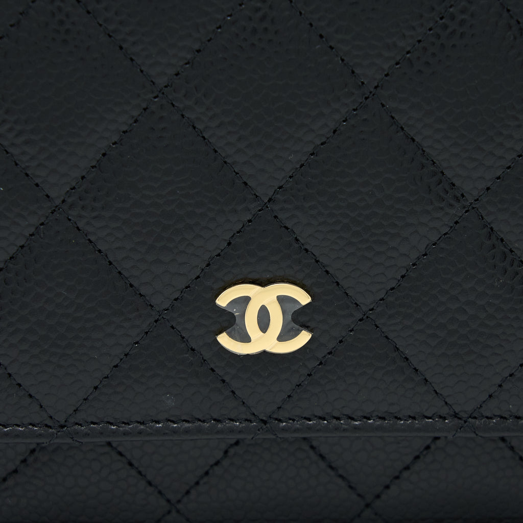 CHANEL CLASSIC WALLET ON CHAIN CAVIAR BLACK GHW (MICROCHIP)