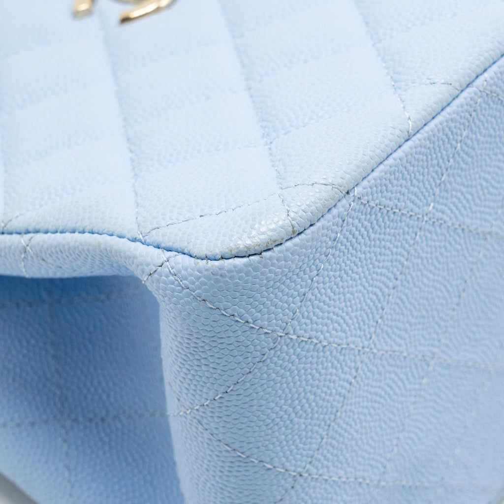 Chanel small vanity with chain caviar light blue LGHW (microchip)