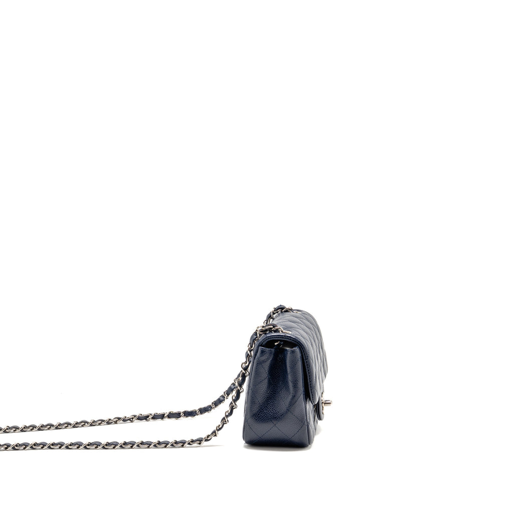 Chanel classic mini square flap bag caviar navy SHW
