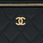 CHANEL PEARL CRUSH LONG VANITY LAMBSKIN BLACK BRUSHED GHW(MICROCHIP)