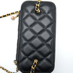 CHANEL PEARL CRUSH LONG VANITY LAMBSKIN BLACK BRUSHED GHW(MICROCHIP)