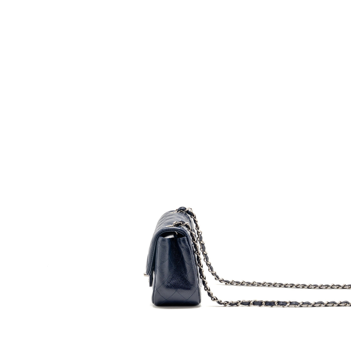 Chanel classic mini square flap bag caviar navy SHW
