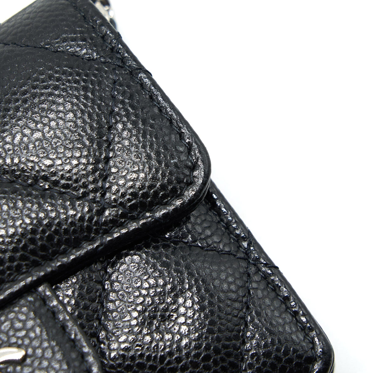 CHANEL CARD HOLDER WITH CHAIN BLACK CAVIAR SHW