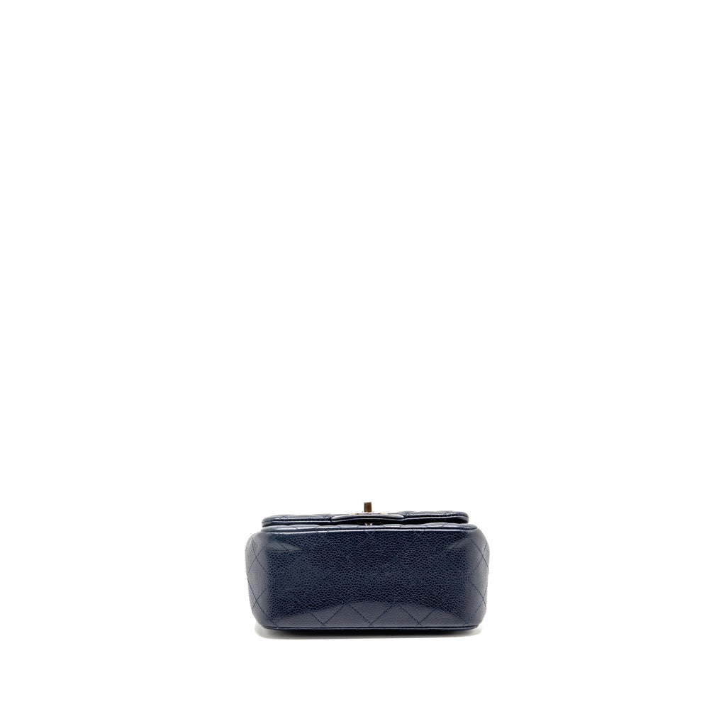 Chanel classic mini square flap bag caviar navy SHW
