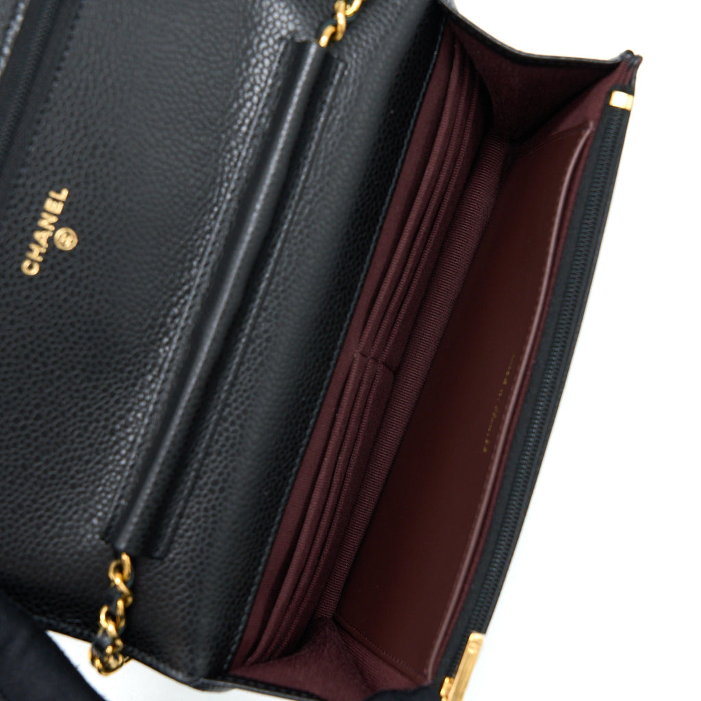 CHANEL CLASSIC WALLET ON CHAIN CAVIAR BLACK GHW (MICROCHIP)