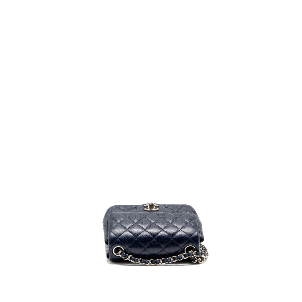 Chanel classic mini square flap bag caviar navy SHW