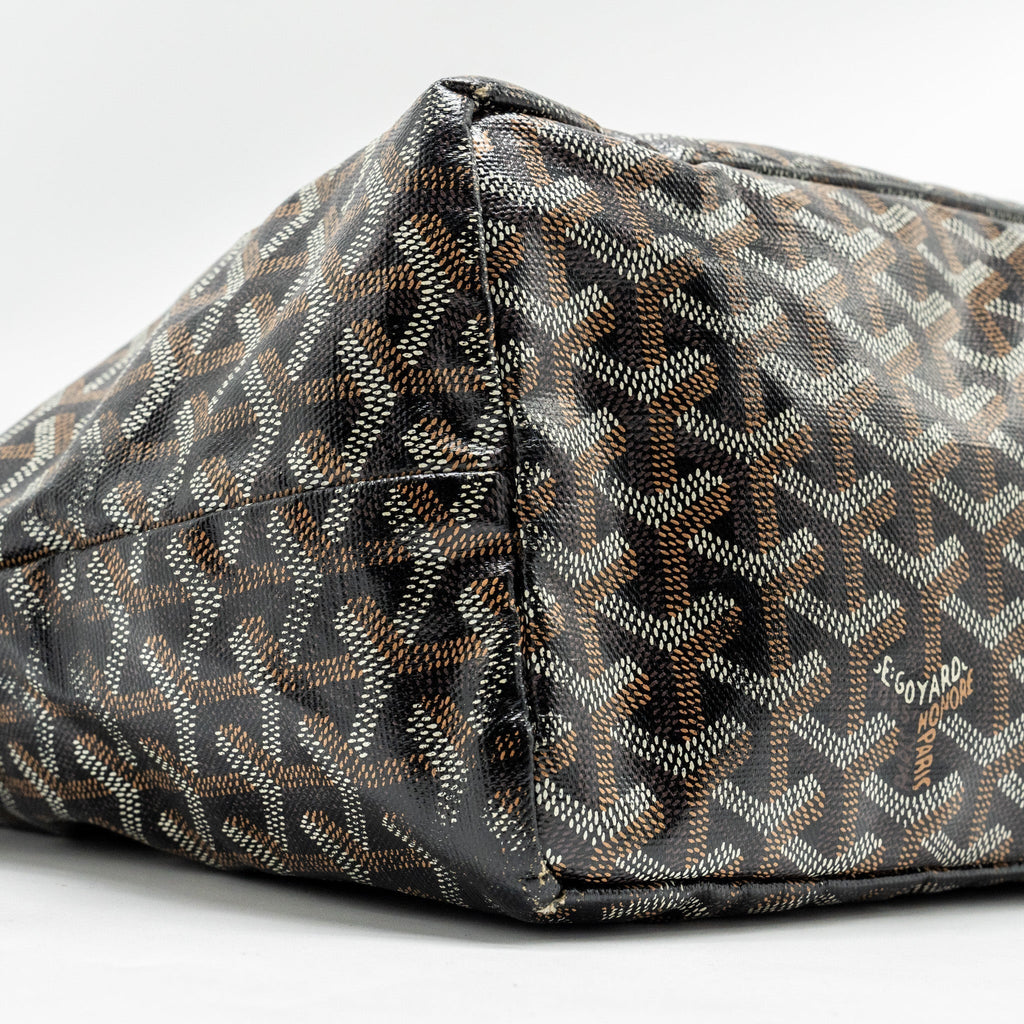 GOYARD SAINT LOUIS PM TOTE BAG GOYARDINE CANVAS / CALFSKIN BLACK SHW