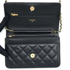 CHANEL CLASSIC WALLET ON CHAIN CAVIAR BLACK GHW (MICROCHIP)
