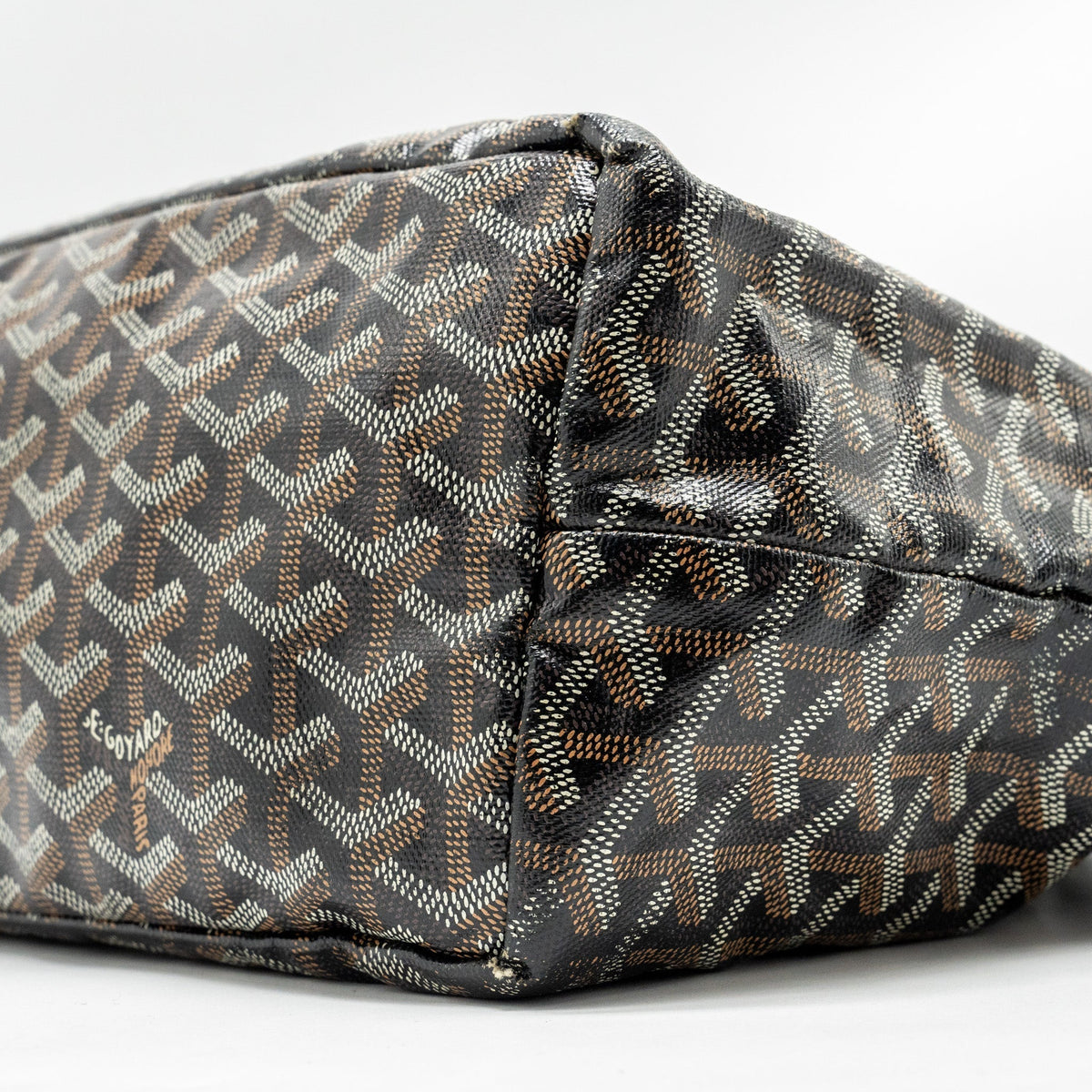 GOYARD SAINT LOUIS PM TOTE BAG GOYARDINE CANVAS / CALFSKIN BLACK SHW