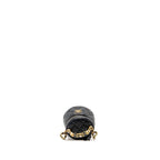 Chanel enamel top handle mini round vanity with chain lambskin black GHW (microchip)