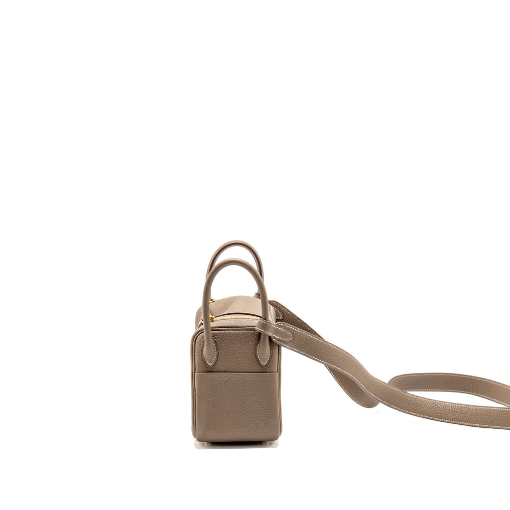 Hermes Mini Lindy Clemence Etoupe GHW