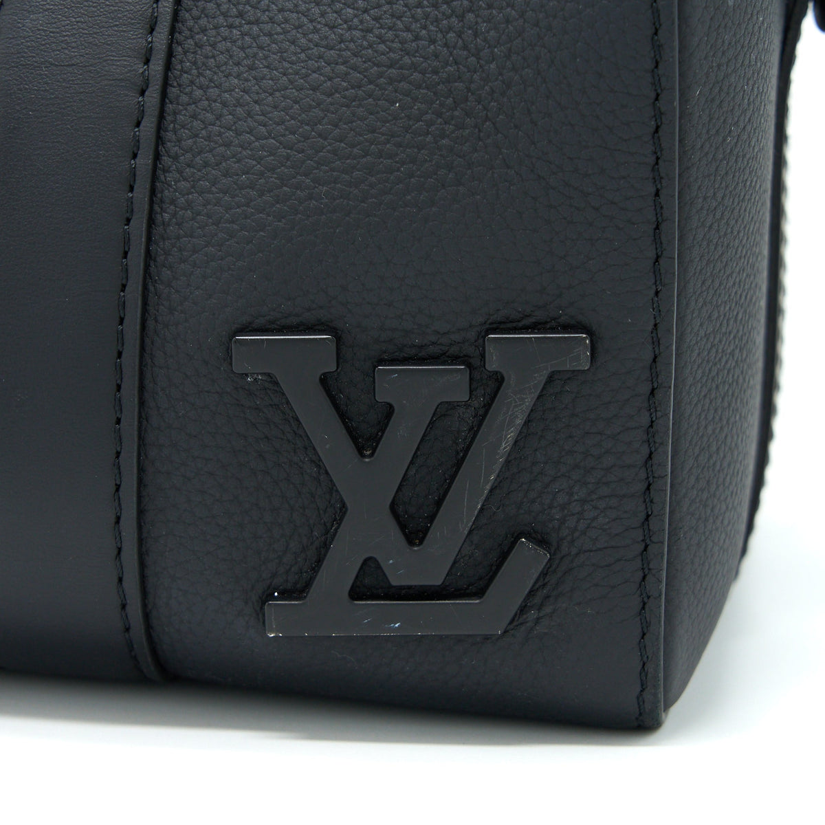 LOUIS VUITTON CITY KEEPALL GRAINED CALFSKIN BLACK WITH BLACK HARDWARE (NEW VERSION)