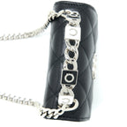 CHANEL DETAILED TOP HANDLE MINI FLAP BAG WITH CHAIN CAVIAR BLACK SHW