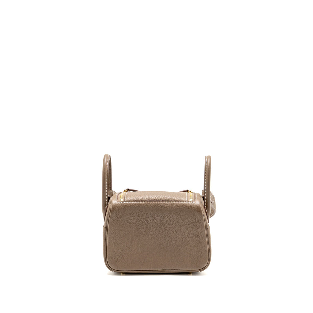 Hermes Mini Lindy Clemence Etoupe GHW