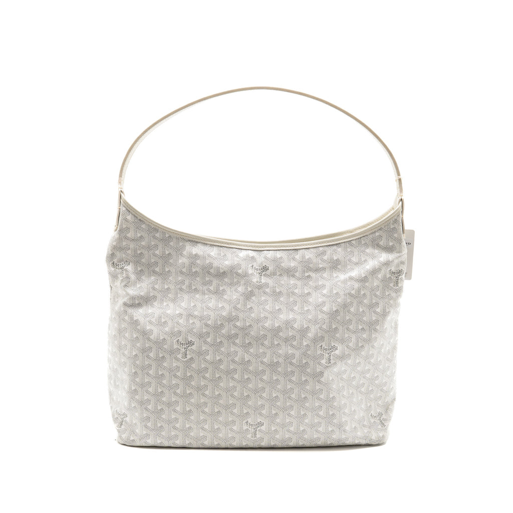 Goyard Boheme Hobo Bag Goyardine Canvas/Calfskin White SHW