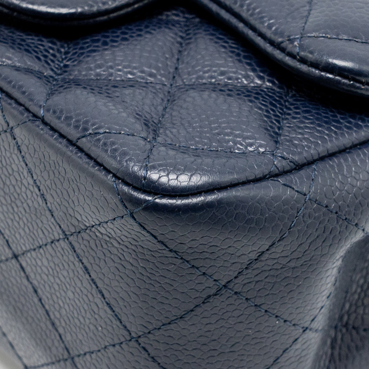 Chanel classic mini square flap bag caviar navy SHW