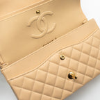 CHANEL MEDIUM CLASSIC DOUBLE FLAP BAG CAVIAR BEIGE GHW