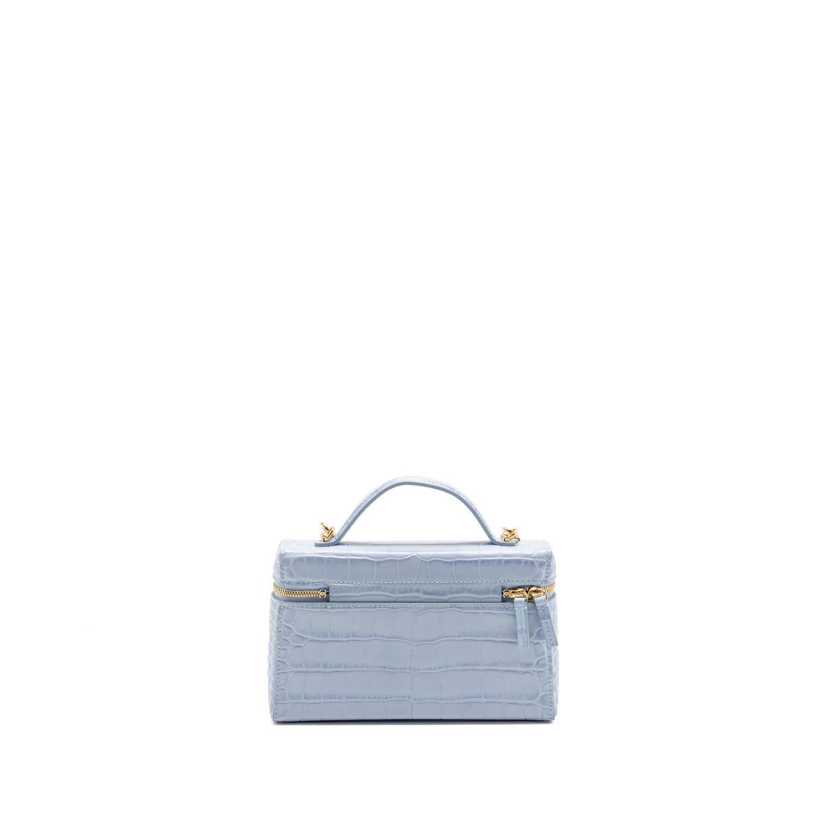 Chanel slim vanity with chain crocodile embossed calfskin light blue GHW (microchip)