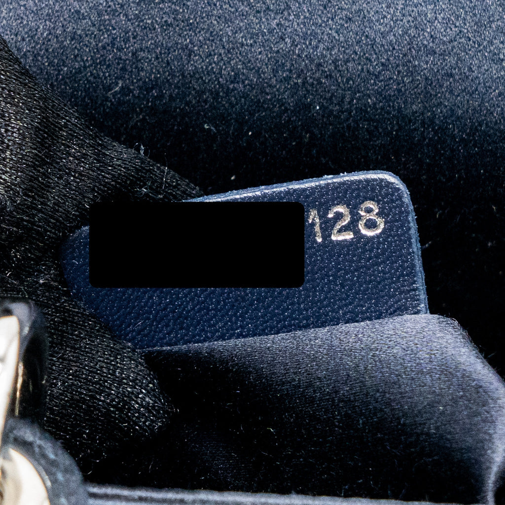DIOR MINI LADY DIOR SATIN CRYSTAL DARK BLUE SHW