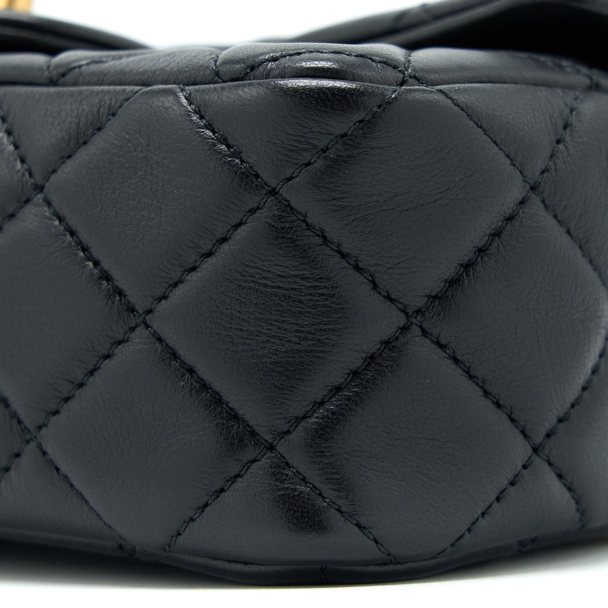 CHANEL PEARL CRUSH MINI RECTANGULAR FLAP BAG LAMBSKIN BLACK GHW