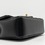 CHANEL 24P PEARL CHAIN MINI FLAP BAG LAMBSKIN BLACK GHW (MICROCHIP)