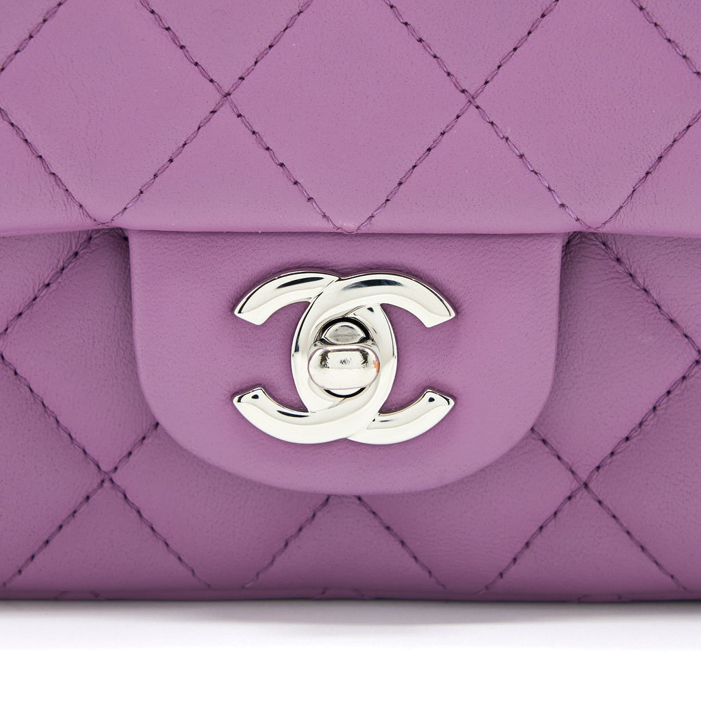 CHANEL MINI RECTANGULAR FLAP BAG LAMBSKIN PURPLE SHW