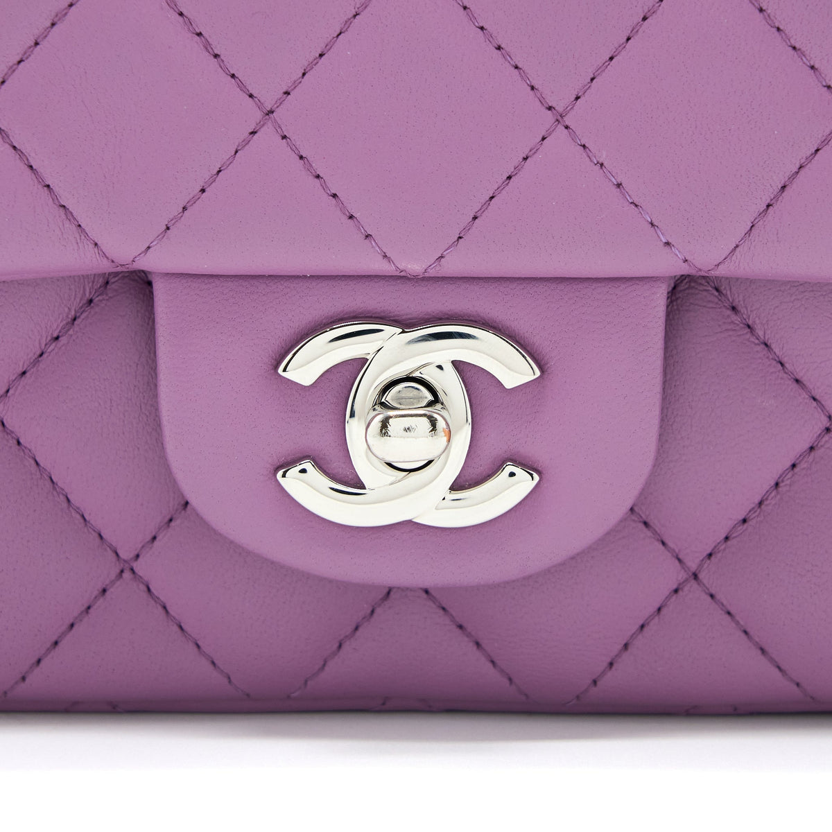 CHANEL MINI RECTANGULAR FLAP BAG LAMBSKIN PURPLE SHW