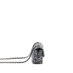 Chanel classic mini rectangular flap bag tweed/flower sequins navy/multicolour SHW (microchip)