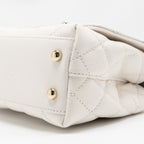 CHANEL MINI COCO HANDLE CAVIAR WHITE LGHW (MICROCHIP)