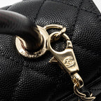 CHANEL MEDIUM COCO HANDLE LIZARD EMBOSSED HANDLE CAVIAR BLACK LGHW (MICROCHIP)