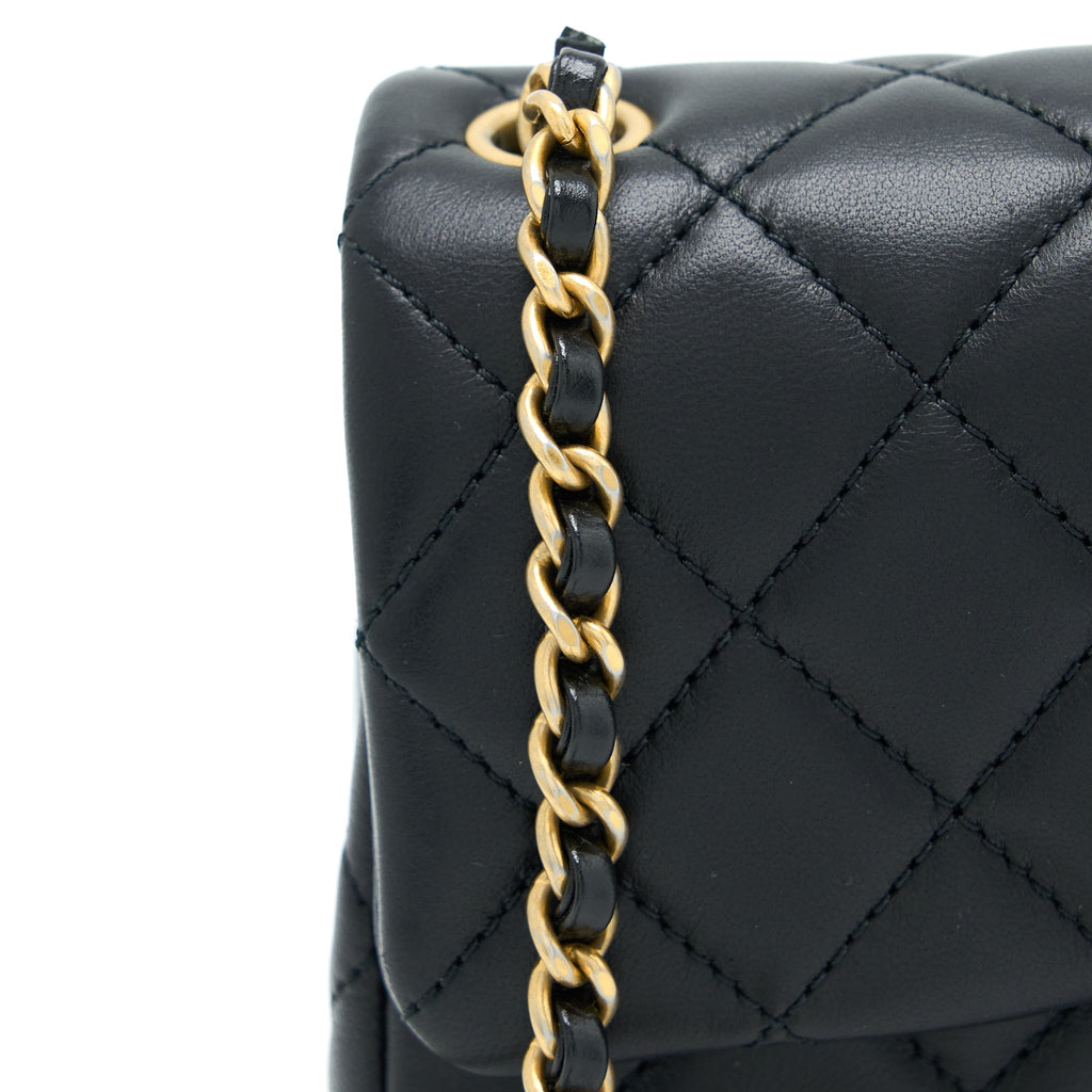 CHANEL PEARL CRUSH MINI RECTANGULAR FLAP BAG LAMBSKIN BLACK GHW