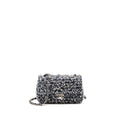 Chanel classic mini rectangular flap bag tweed/flower sequins navy/multicolour SHW (microchip)