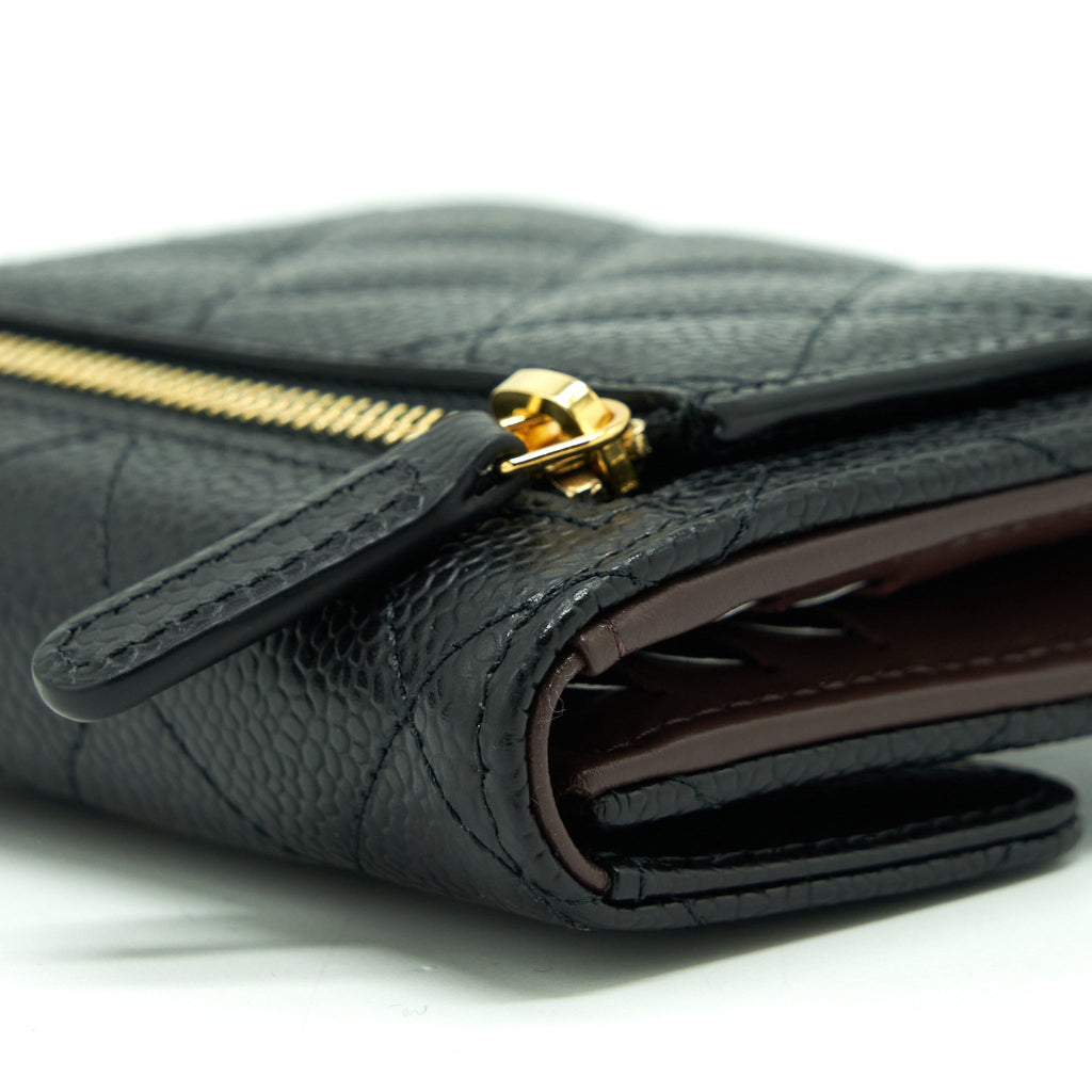 CHANEL CLASSIC SMALL FLAP WALLET CAVIAR BLACK GHW