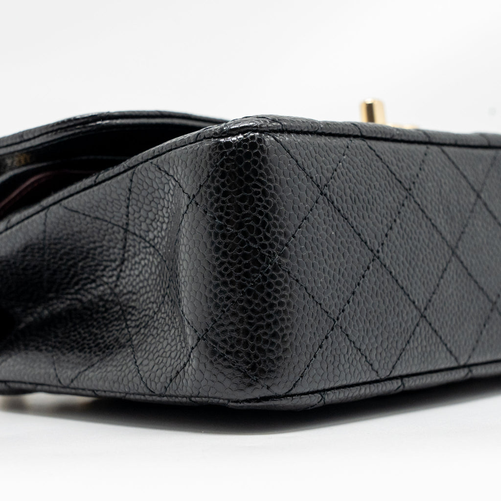 CHANEL SMALL CLASSIC DOUBLE FLAP BAG CAVIAR BLACK GHW (MICROCHIP)