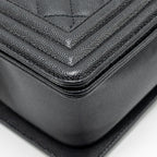 CHANEL MEDIUM BOY BAG CAVIAR BLACK RUTHENIUM HARDWARE