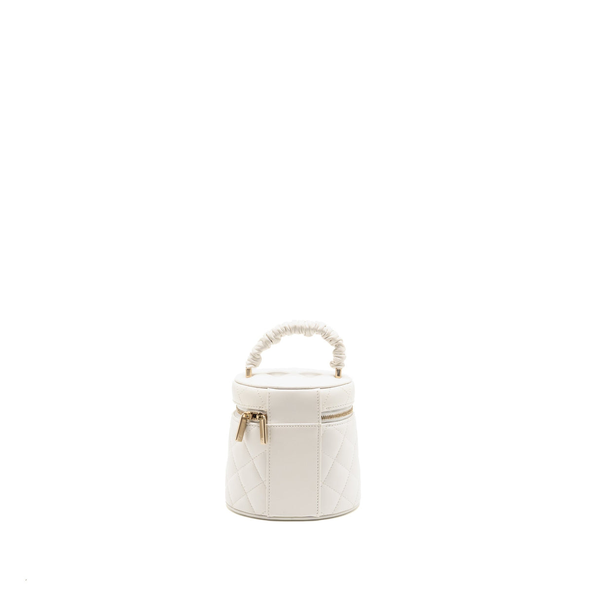 Chanel Ruched Top Handle Vanity Case Lambskin White LGHW