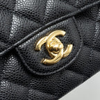 CHANEL MEDIUM CLASSIC DOUBLE FLAP BAG CAVIAR BLACK GHW