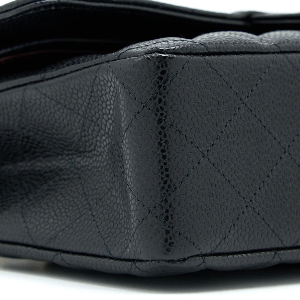 CHANEL MEDIUM CLASSIC DOUBLE FLAP BAG CAVIAR BLACK GHW (MICROCHIP)