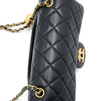 CHANEL PEARL CRUSH MINI RECTANGULAR FLAP BAG LAMBSKIN BLACK GHW
