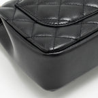 CHANEL 24P PEARL CHAIN MINI FLAP BAG LAMBSKIN BLACK GHW (MICROCHIP)