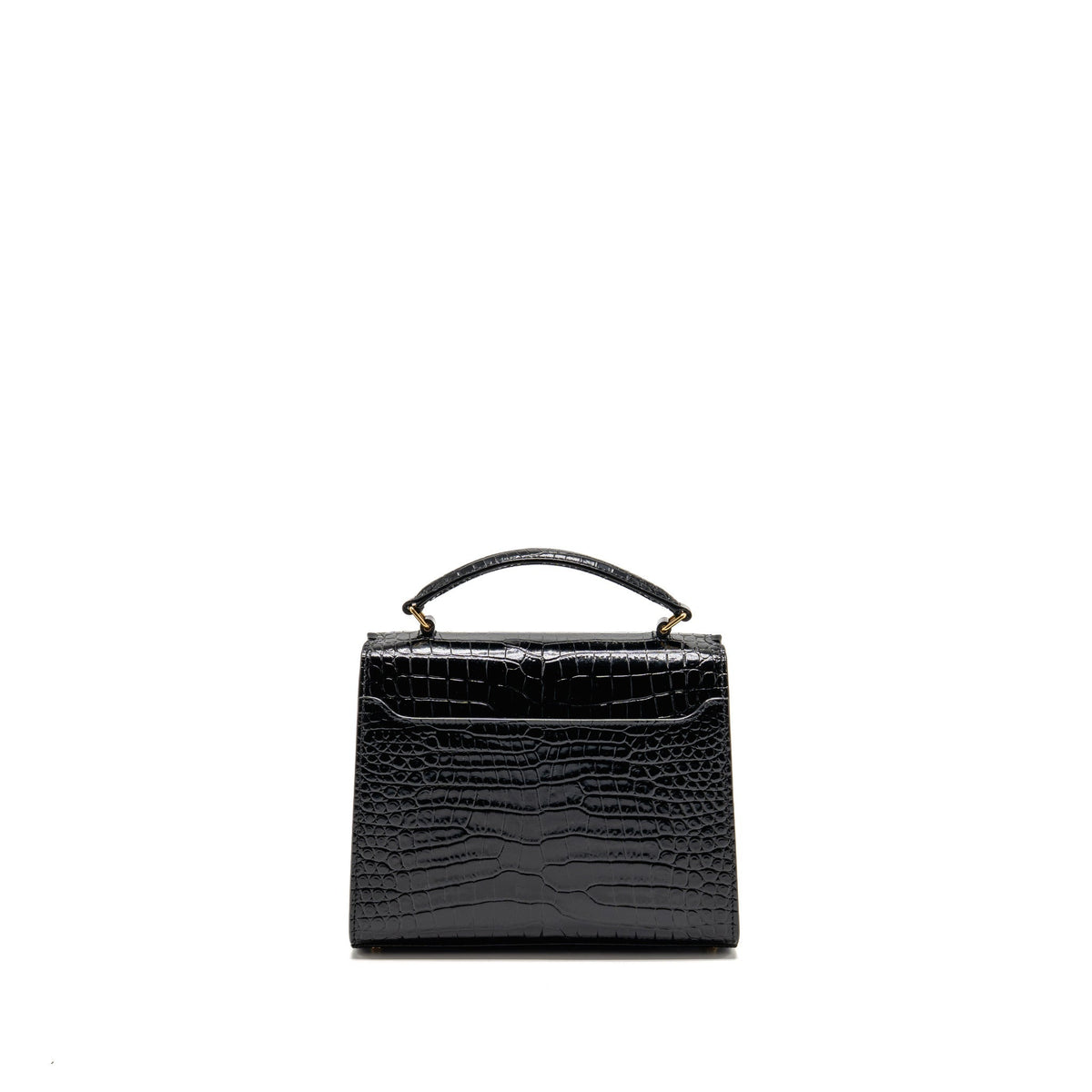 Saint Laurent/YSL Mini Cassandra Top Handle Bag Croc-Embossed Calfskin Black GHW