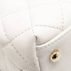 CHANEL MINI COCO HANDLE CAVIAR WHITE LGHW (MICROCHIP)