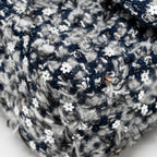 Chanel classic mini rectangular flap bag tweed/flower sequins navy/multicolour SHW (microchip)
