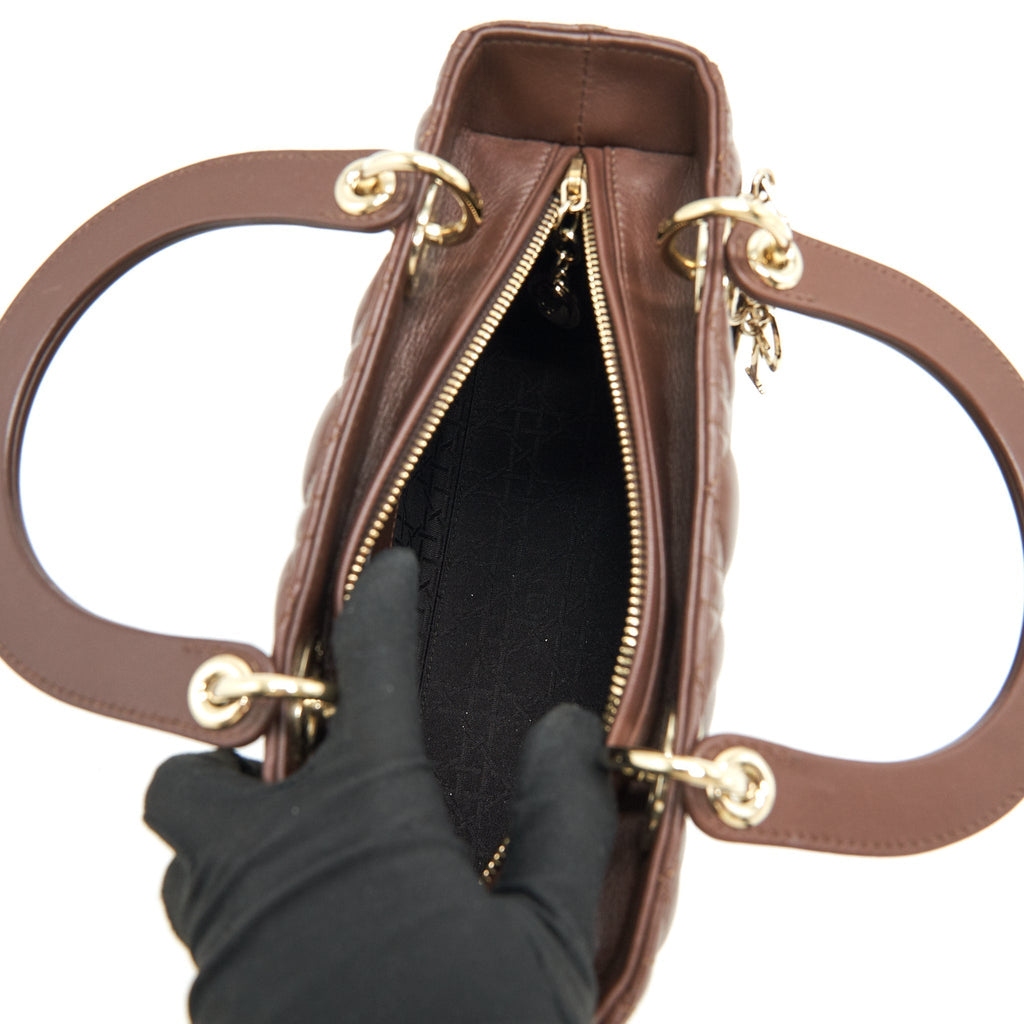 DIOR MEDIUM LADY DIOR CHOCOLATE BROWN LGHW