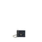 CHANEL CARD HOLDER ON CHAIN CAVIAR BLACK LGHW