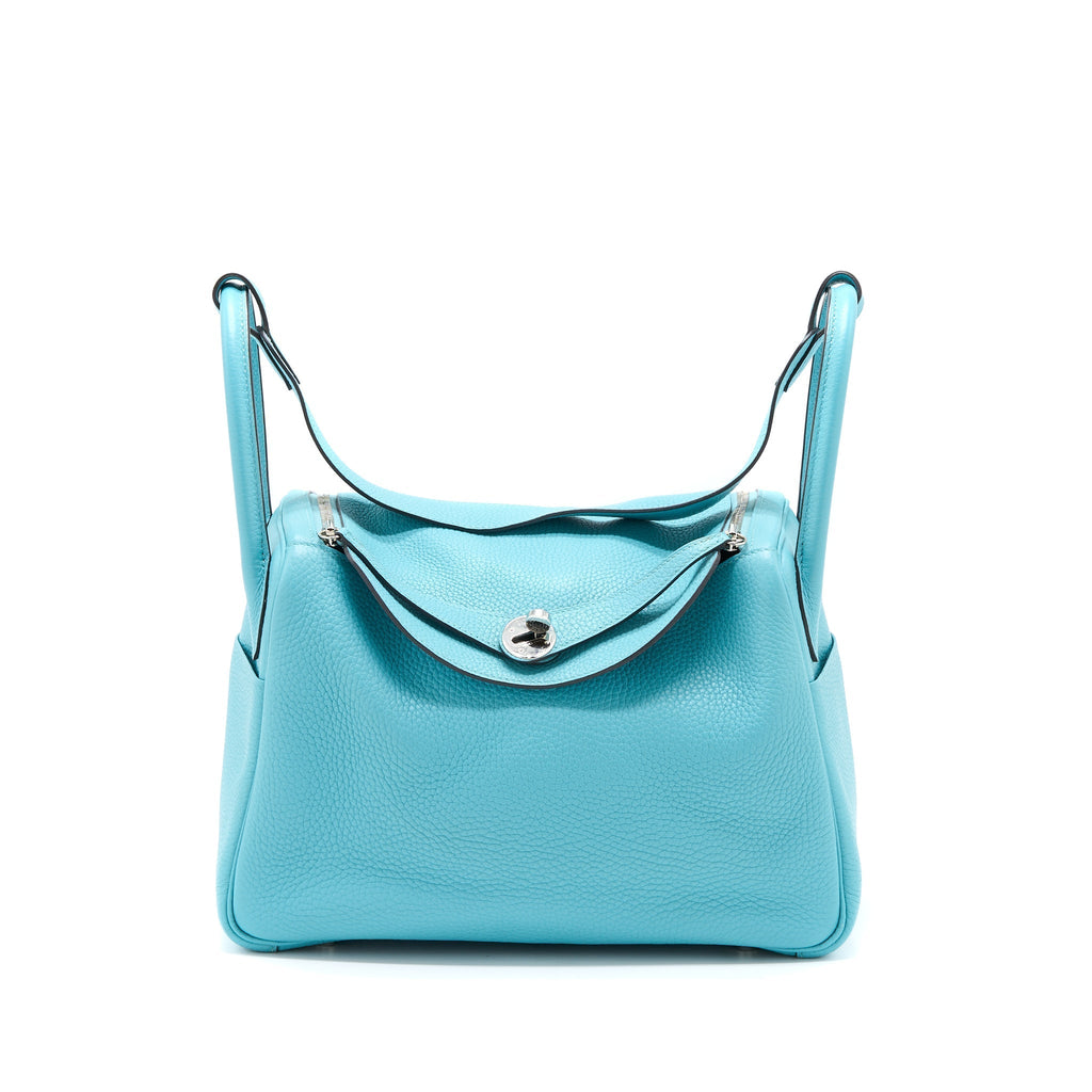 Hermes Lindy 30 Clemence 3Z Blue Saint Cyr SHW