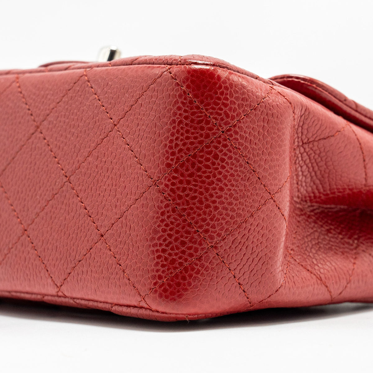 CHANEL MINI SQUARE FLAP BAG CAVIAR RED SHW