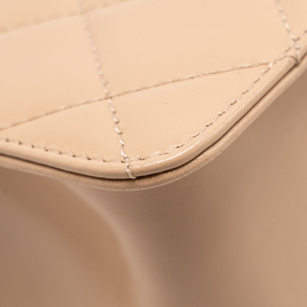CHANEL GOLD CRUSH MINI FLAP BAG CALFSKIN BEIGE GHW (MICROCHIP)