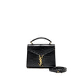 Saint Laurent/YSL Mini Cassandra Top Handle Bag Croc-Embossed Calfskin Black GHW